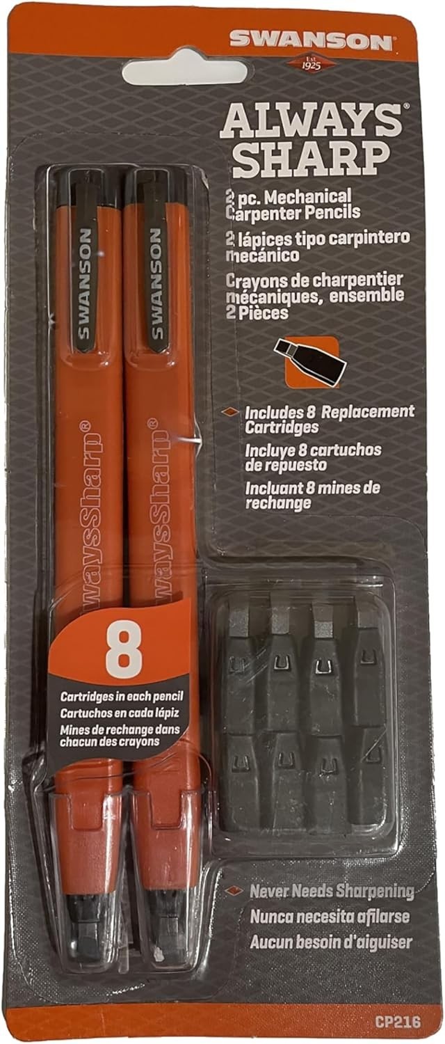 Durable Mechanical Carpenter Pencils – 2 Pack with Extra Graphite Tips Included