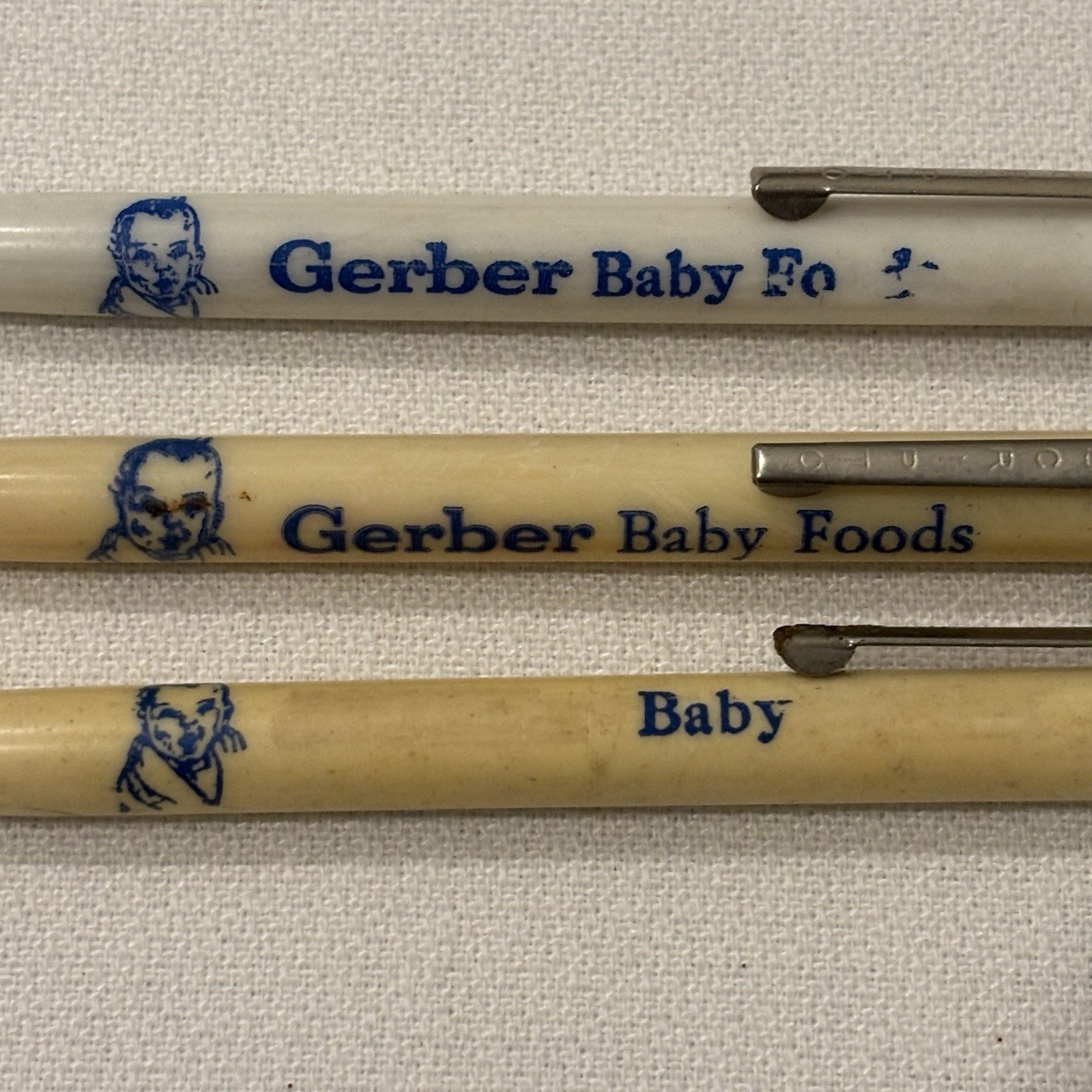 Vintage GERBER Baby Foods Mechanical Pencil Set Advertising Twist Top OLD LEAD