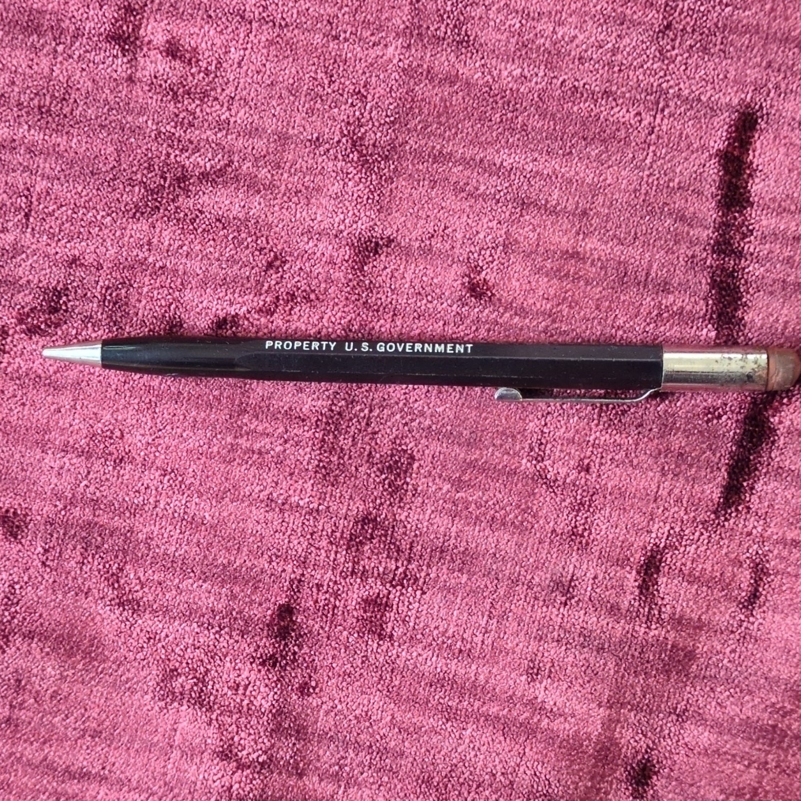 PROPERTY U.S. GOVERNMENT Black Mechanical Pencil, Plastic, Eraser Under Cap