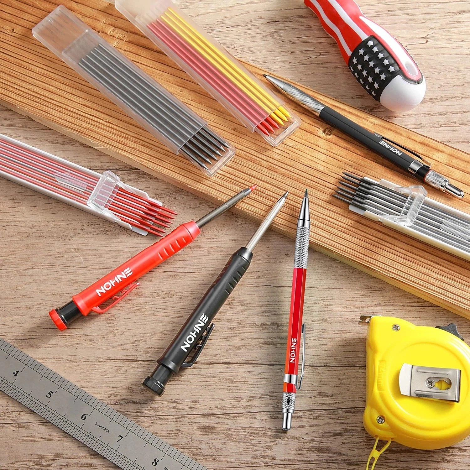 Enhon Mechanical Pencil Set with 4 Carpenter Pencils and 40 Construction Pencil
