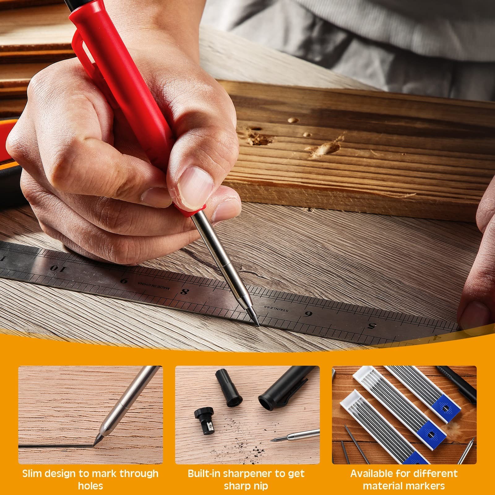 120 PCS 2.8 mm Carpenter Pencils Lead HB Refills Construction Drafting Black