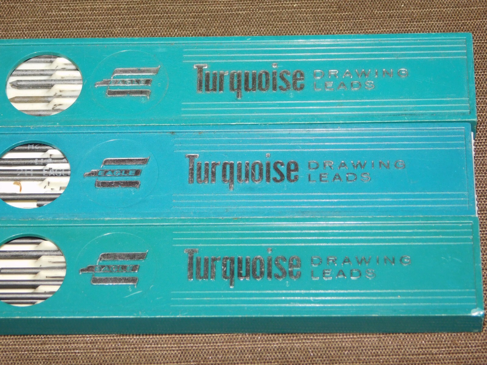 VINTAGE MECHANICAL PENCILS OFFICE 3 EAGLE TURQUOISE DRAWING LEADS