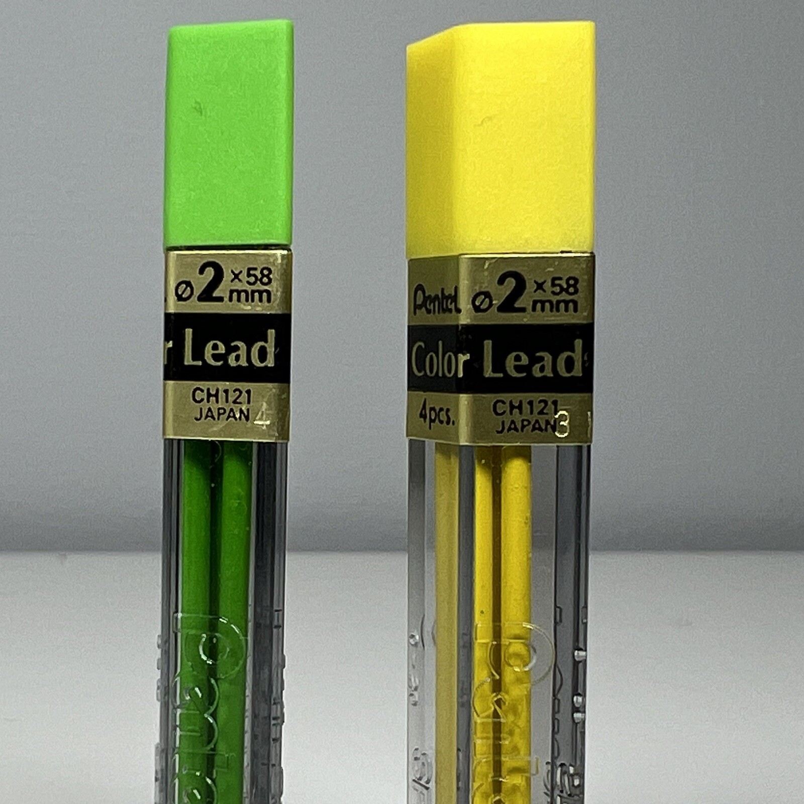 Vintage Pentel Green & Yellow Color Leads 2x58mm CH121 Japan New