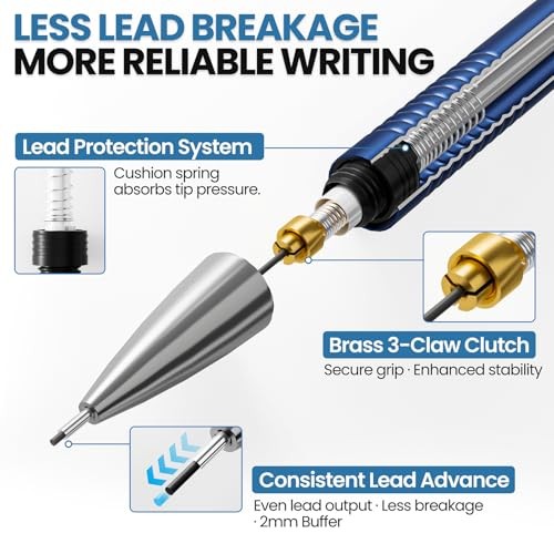 0.7mm Mechanical Pencil Set with Case, 4PCS Metal Mechanical 4 Pack (0.7mm)