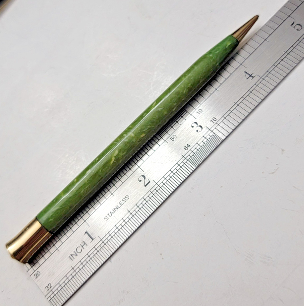 1920s Sheaffer’s Mini Jade Green Ring Top Gold Filled Mechanical Pencil