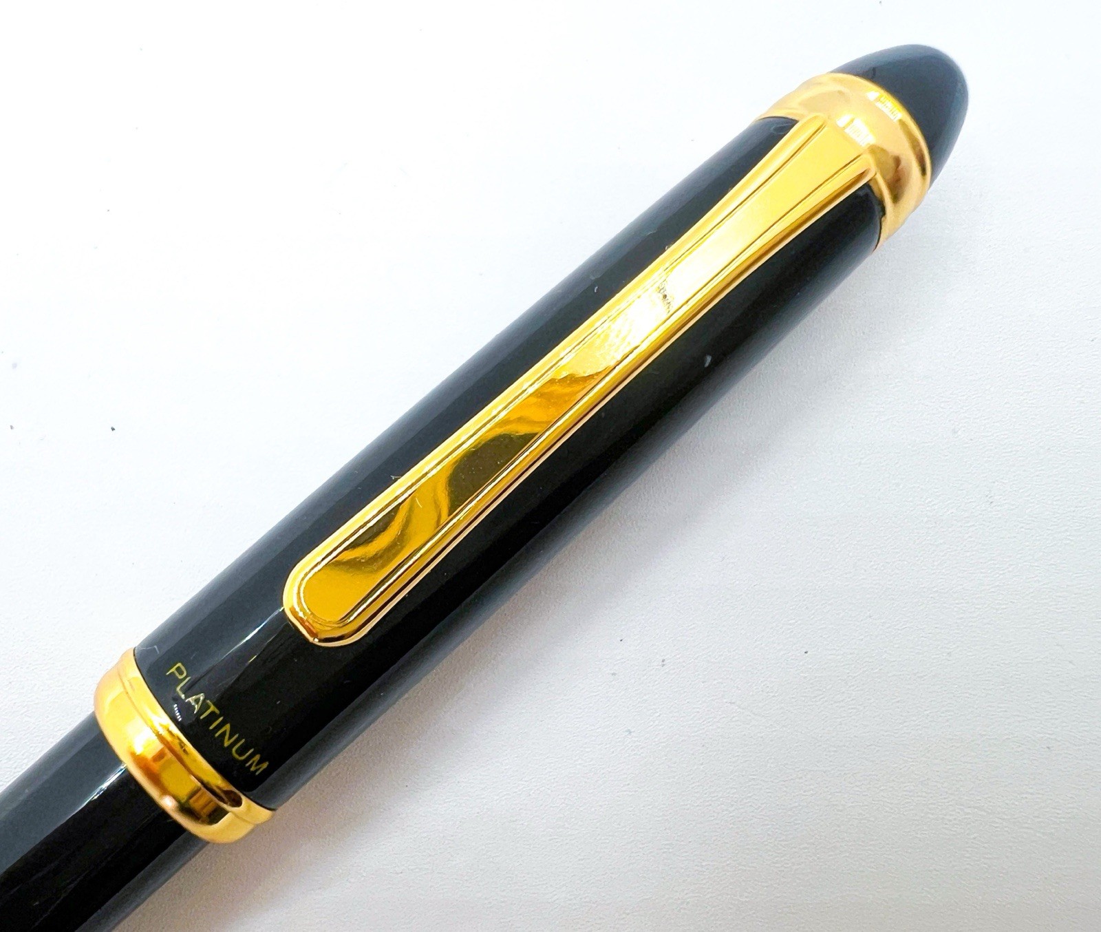 NOS Platinum Mechanical Pencil 0.5 mm Black Gold Trim Push Cap Functional