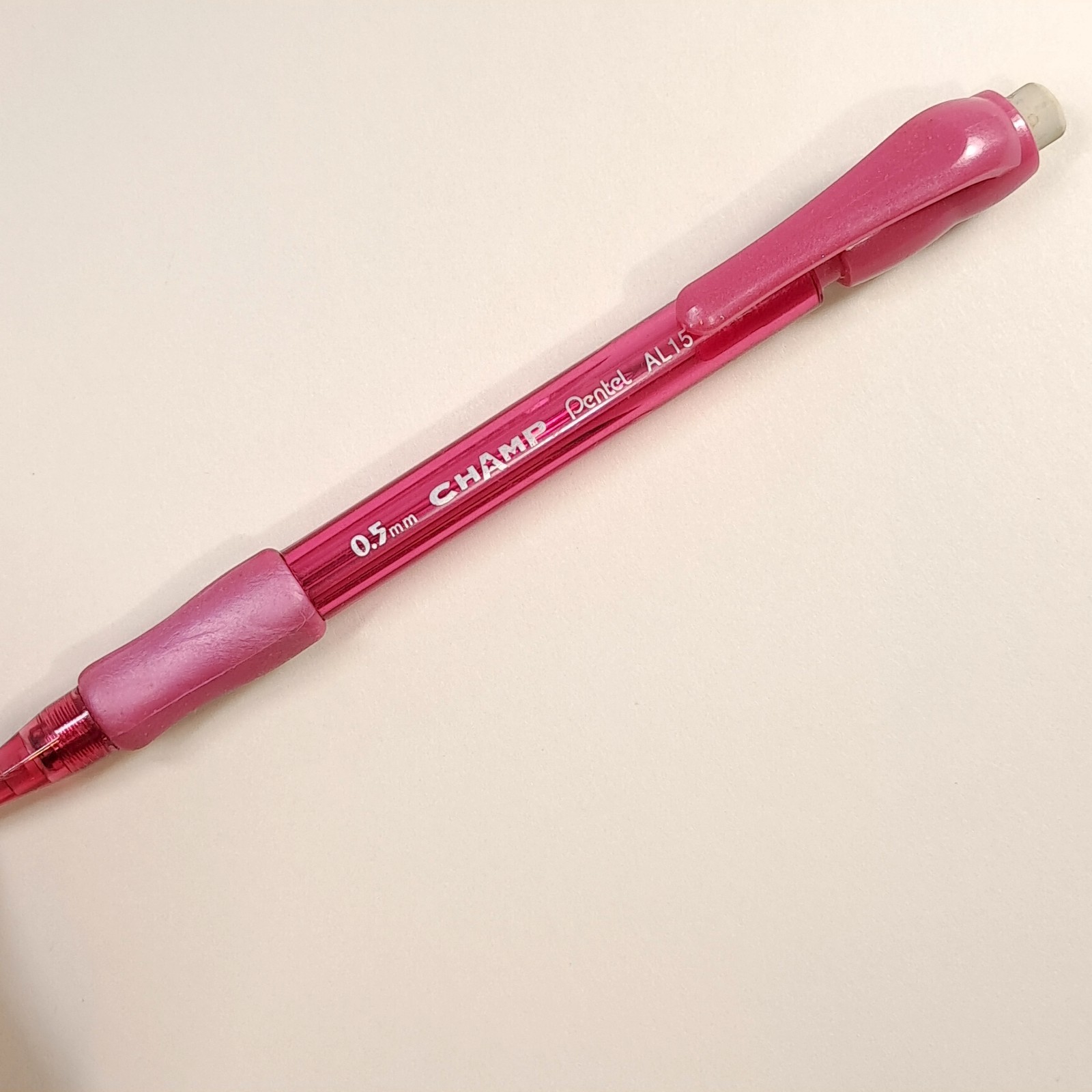 PENTEL CHAMP AL15 MECHANICAL Pencil pink Transparent clear .5mm eraser Vintage