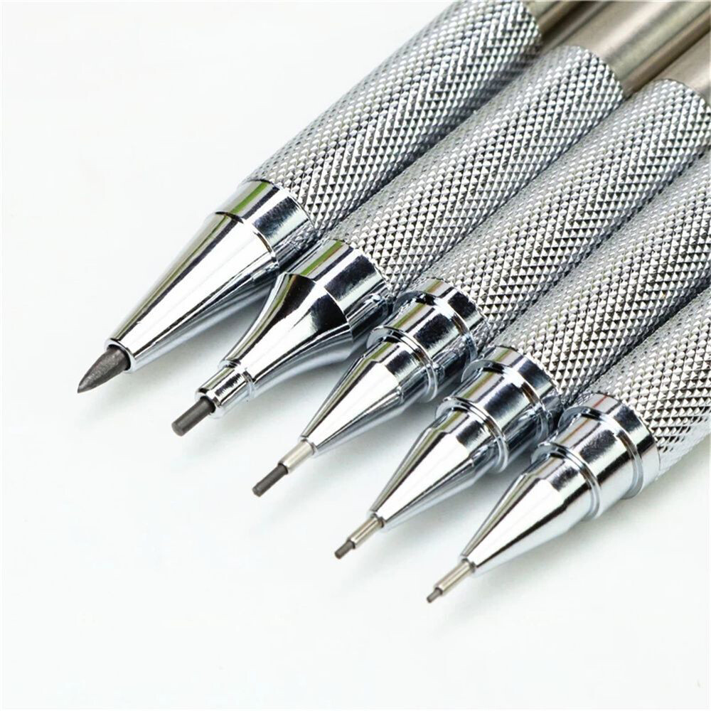 7pcs Mechanical Pencil Black Pencil Writing And Drawing Professional Pen Metal