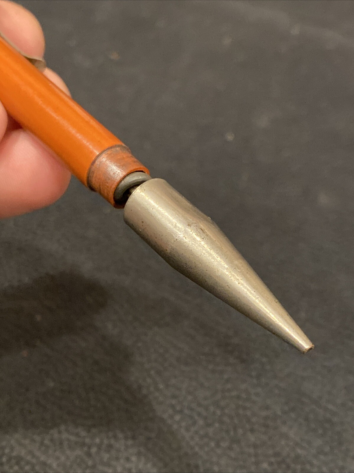 VTG Blue and Silver Welsh Mfg Co Working Mechanical Pencil Antique ORANGE AS IS*