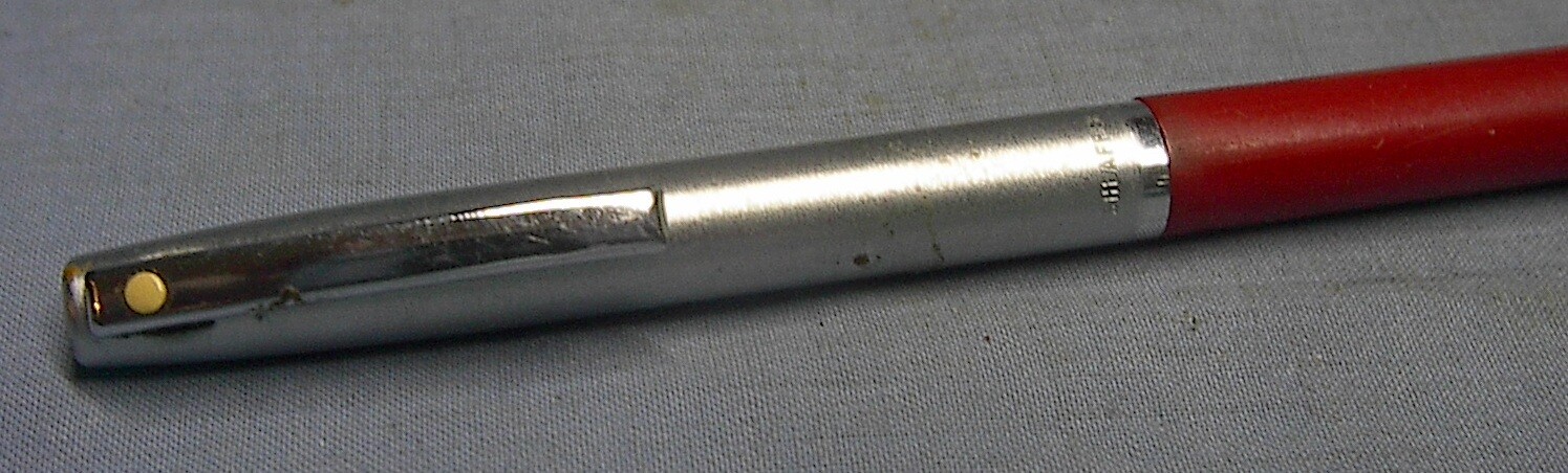 VINTAGE SHEAFFER RED & SILVER WHITE DOT MECHANICAL PENCIL WORKS FINE VERY CLEAN