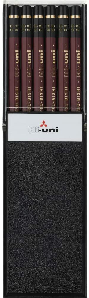 Mitsubishi Pencil Uni Hi-Uni Wooden Pencil – 9B – Box of 12 HU9B Japan 191549