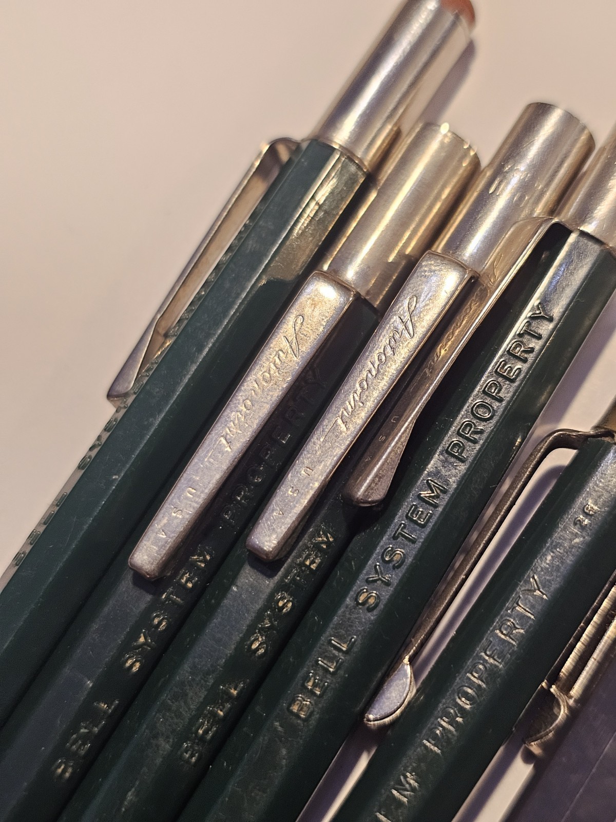Vintage Green Durolite Bell System Property Mechanical Pencils Lot Of 6