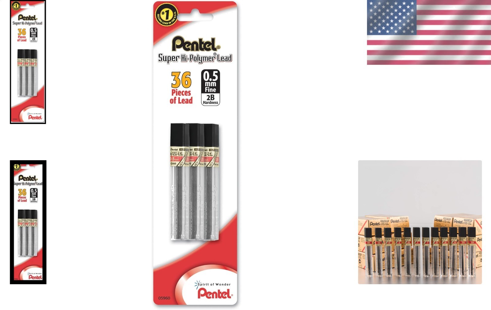 Super Hi-Polymer 0.5mm 2B Lead Refills Pentel Fine Point 36 ct Mechanical Pencil