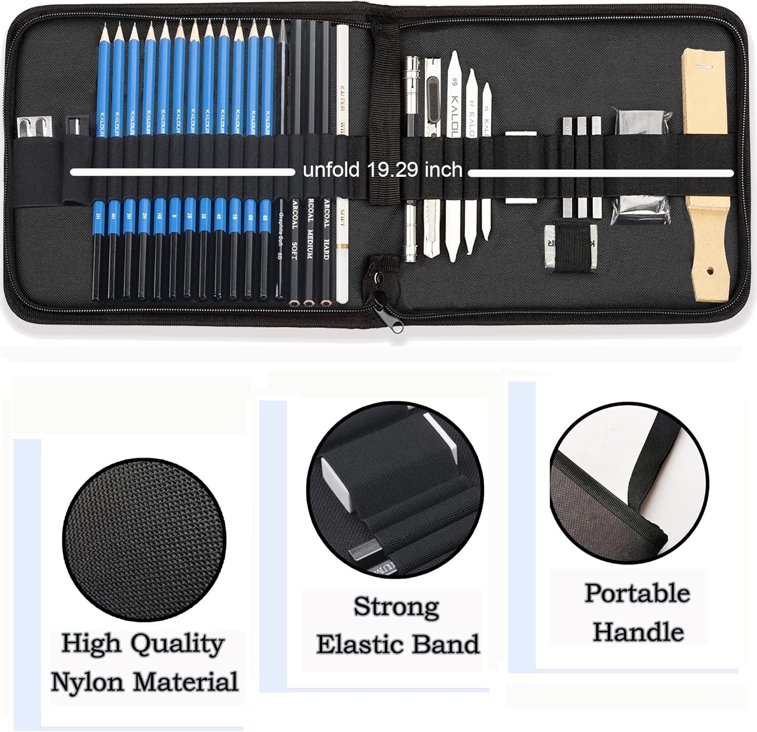 KALOUR 34 Sketching Pencil Set with Sketchbook – 1 Count (Pack of 34), Grey