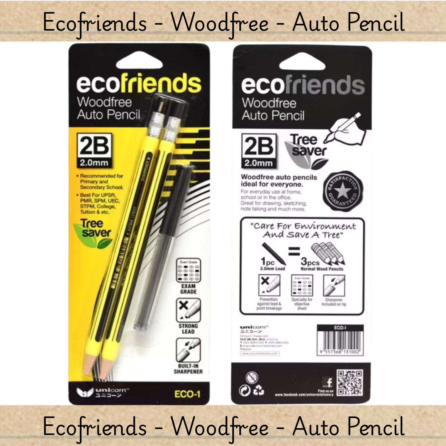 2 Sets (Yellow + Random) Unicorn Stationery Exam Eco-Friendly Auto Pencil 2.0mm