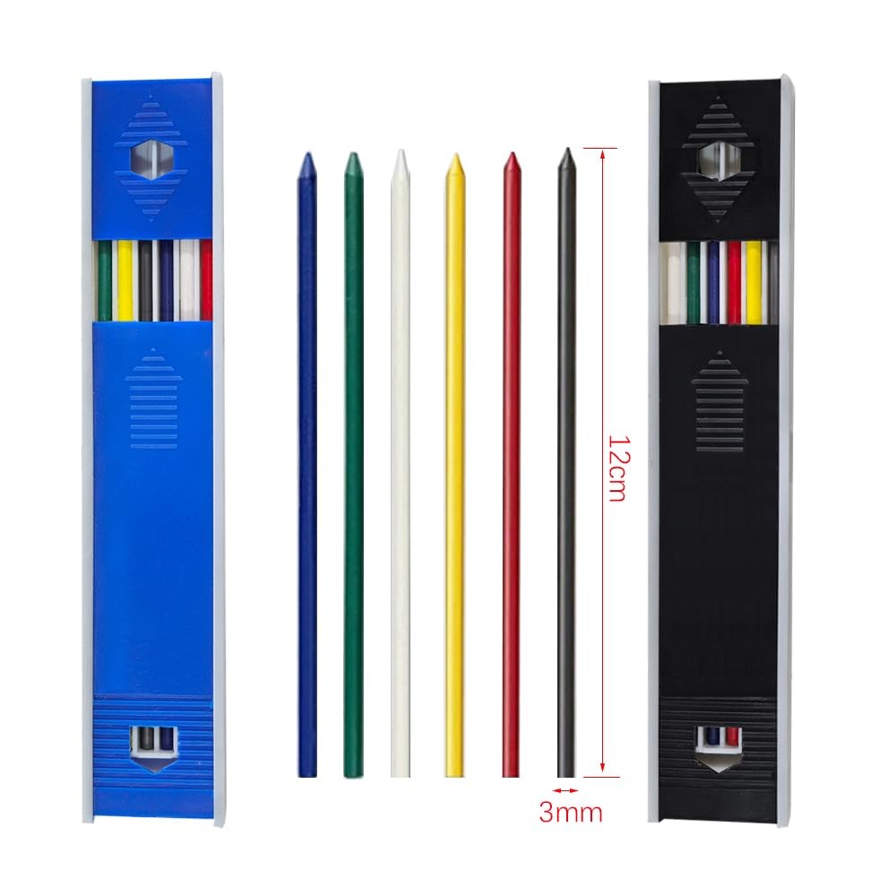 3.0mm Solid Mechanical Carpenter Pencils Set Refills Woodworking Marker Silver