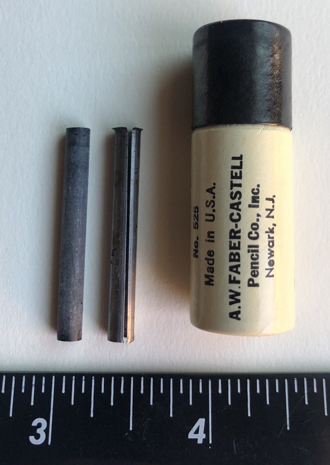 Vintage A. W. Faber Black China Marking 4mm Lead NOS 6 Per Tube Extra Holder USA