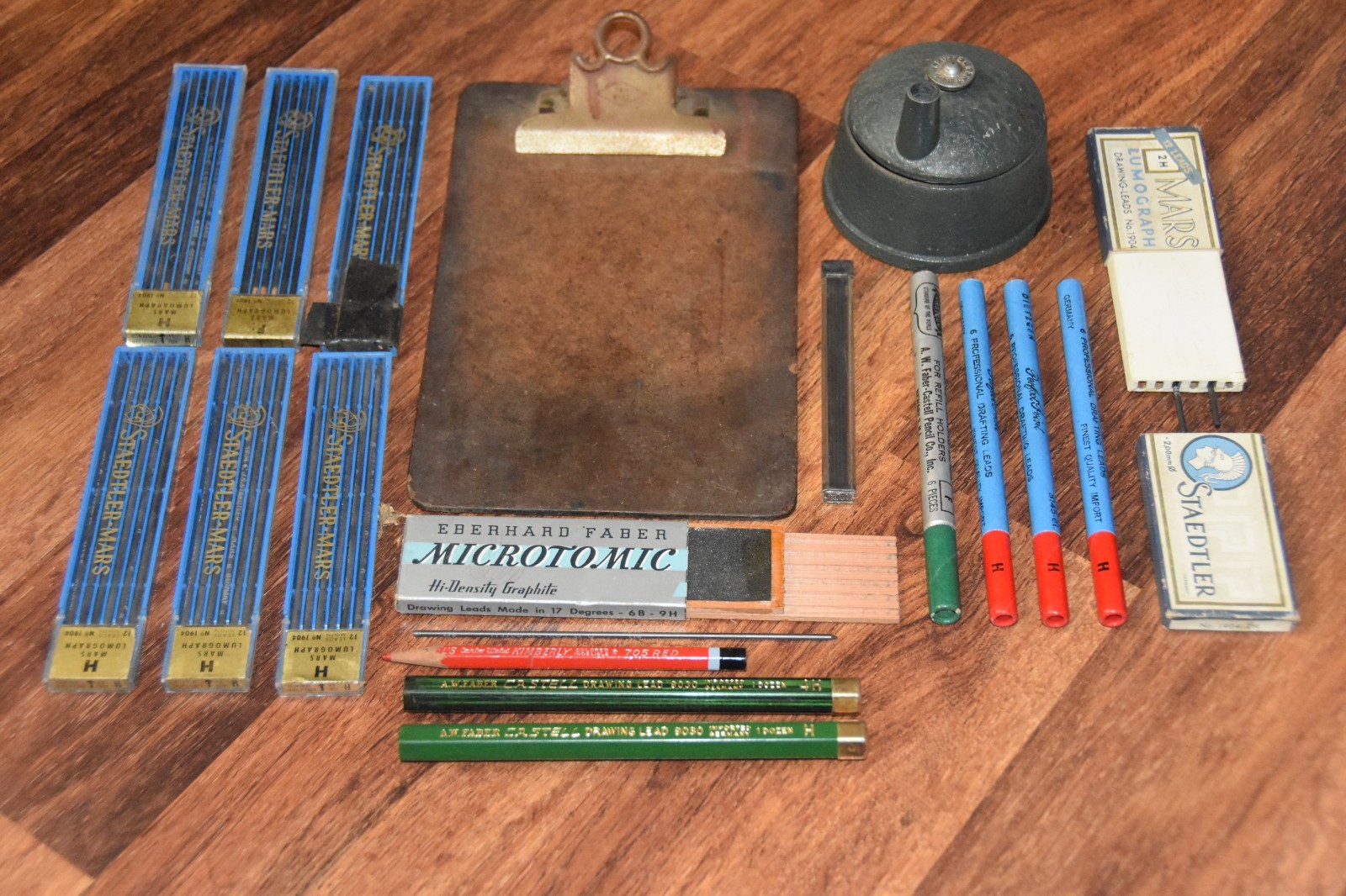 vintage Lot of mechanical Pencil Lead & Desk Supplies Sharpener Staedtler Mars H