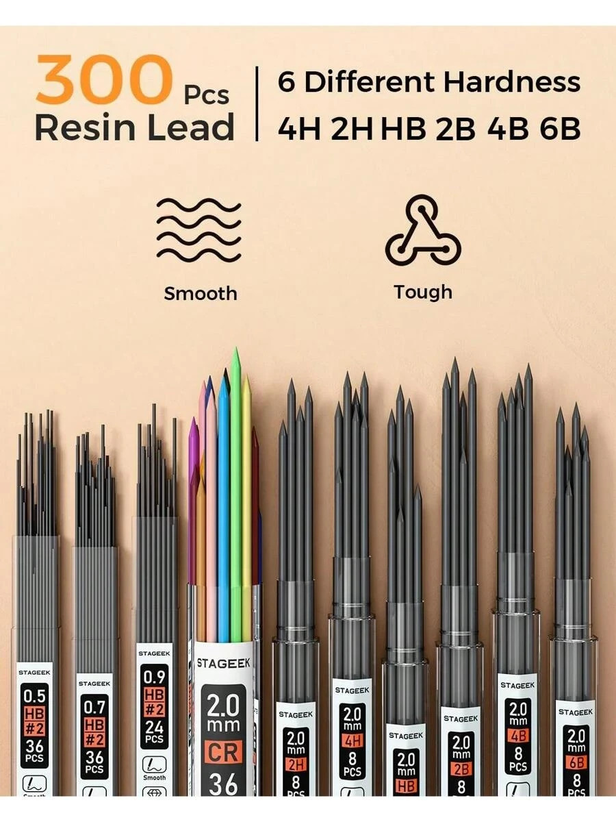 30Pcs Art Mechanical Pencil Set 0.5/0.7/0.9/2.0MM w/Leads