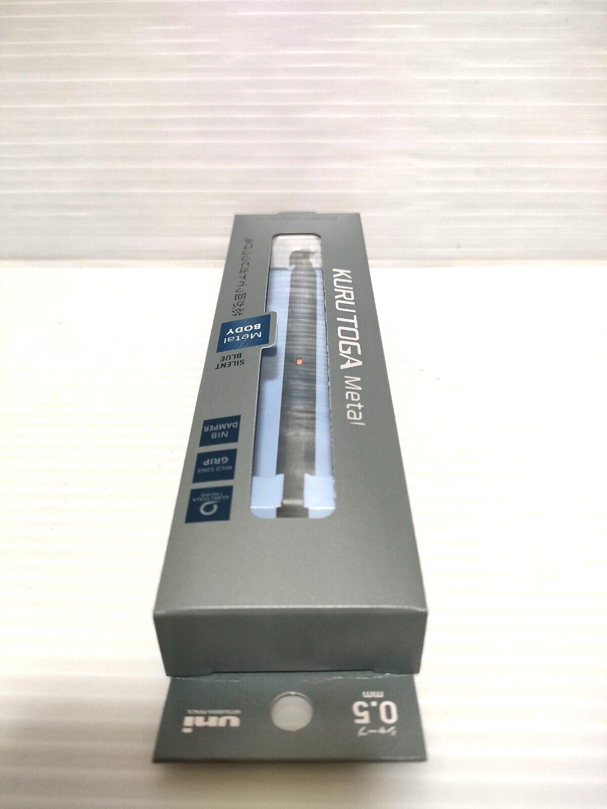 Uni Kuru Toga Metal 0.5mm Mechanical Pencil M5-KH Silent Blue Kurutoga Gift