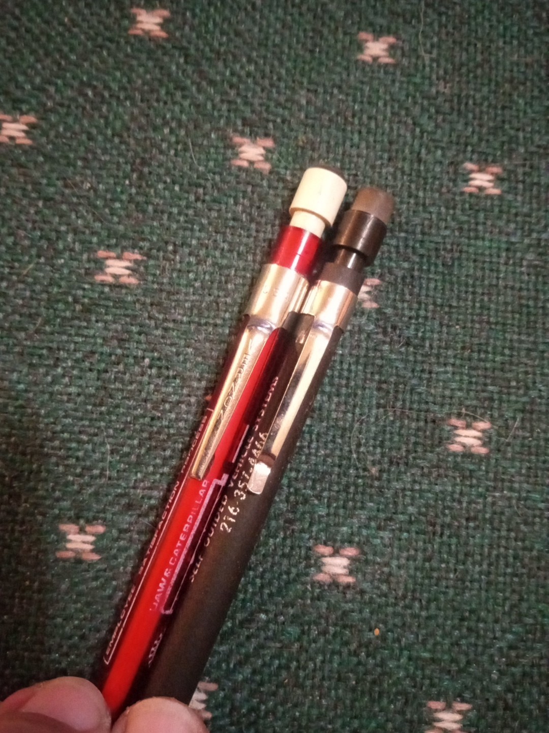 Vintage Caterpillar Mechanical Pencil Lot Of 2 USA Great Working Condition Rare