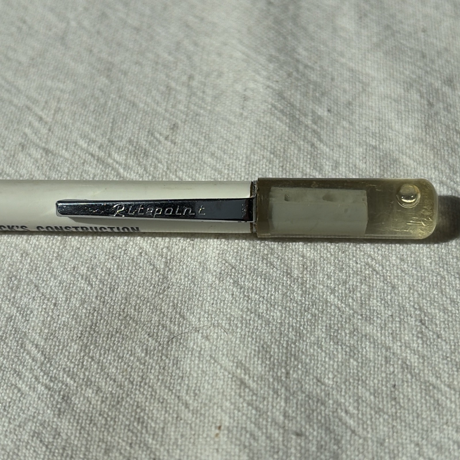 VINTAGE RITEPOINT MECHANICAL PENCIL ADVERTISE : DICK’S CONSTRUCTION FLOATY BLOCK