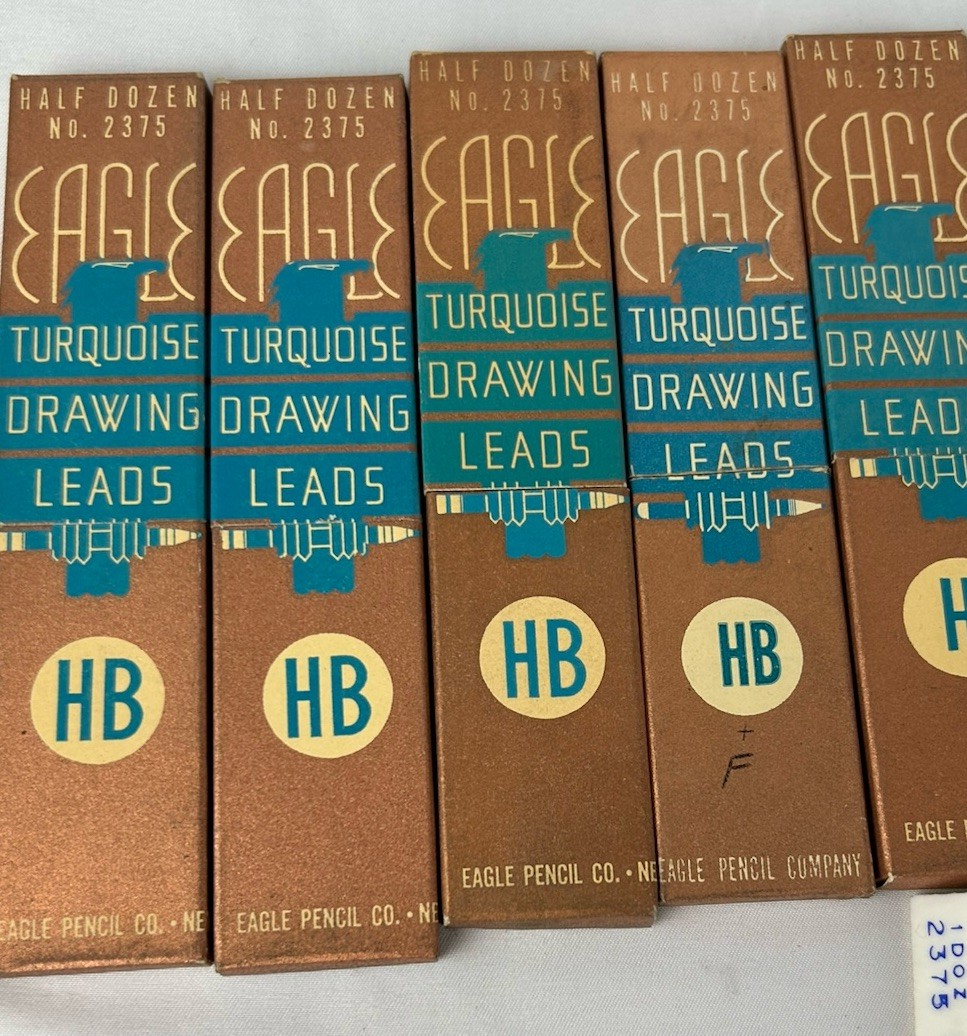 Vintage Eagle Turquoise Drawing Leads Lot Of 11 Boxes HB H 4H 2H F 2B