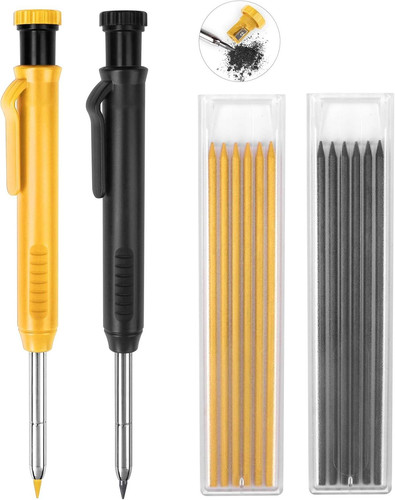 MECHEER 2 Pack Carpenter Pencils Construction Pencil with 12 Black, Yellow