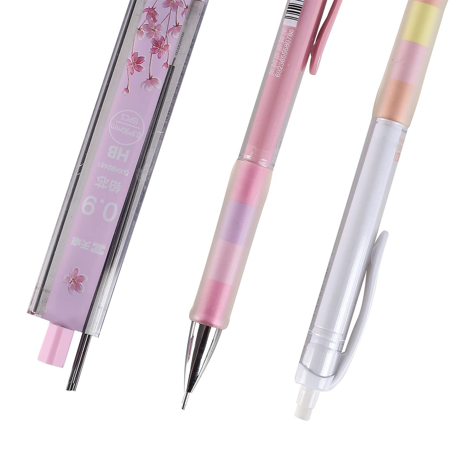 0.9mm Mechanical Pencil Set With 4 Pencils 4 HB Lead Refills 4 Erasers
