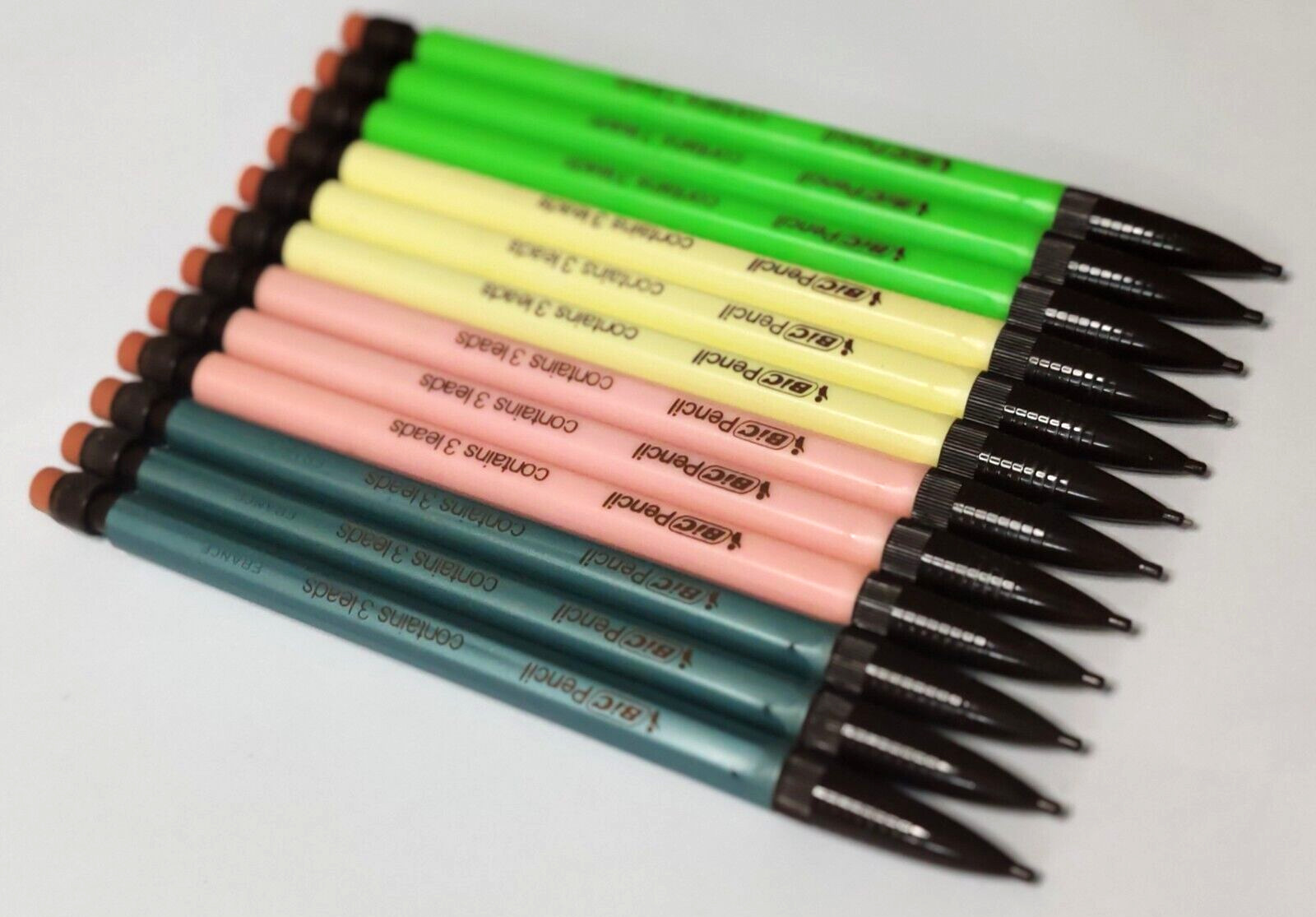 Bic New Vintage Very Rare Color Mechanical Pencil 12 Pcs / France , 80S
