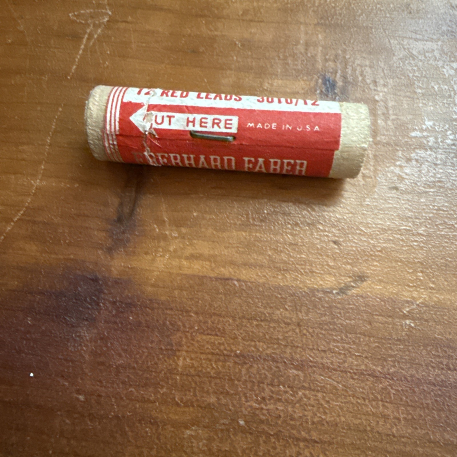 Vintage EBERHARF FABER MONGOL Red Thin Leads 3010/12 In Wooden Tube