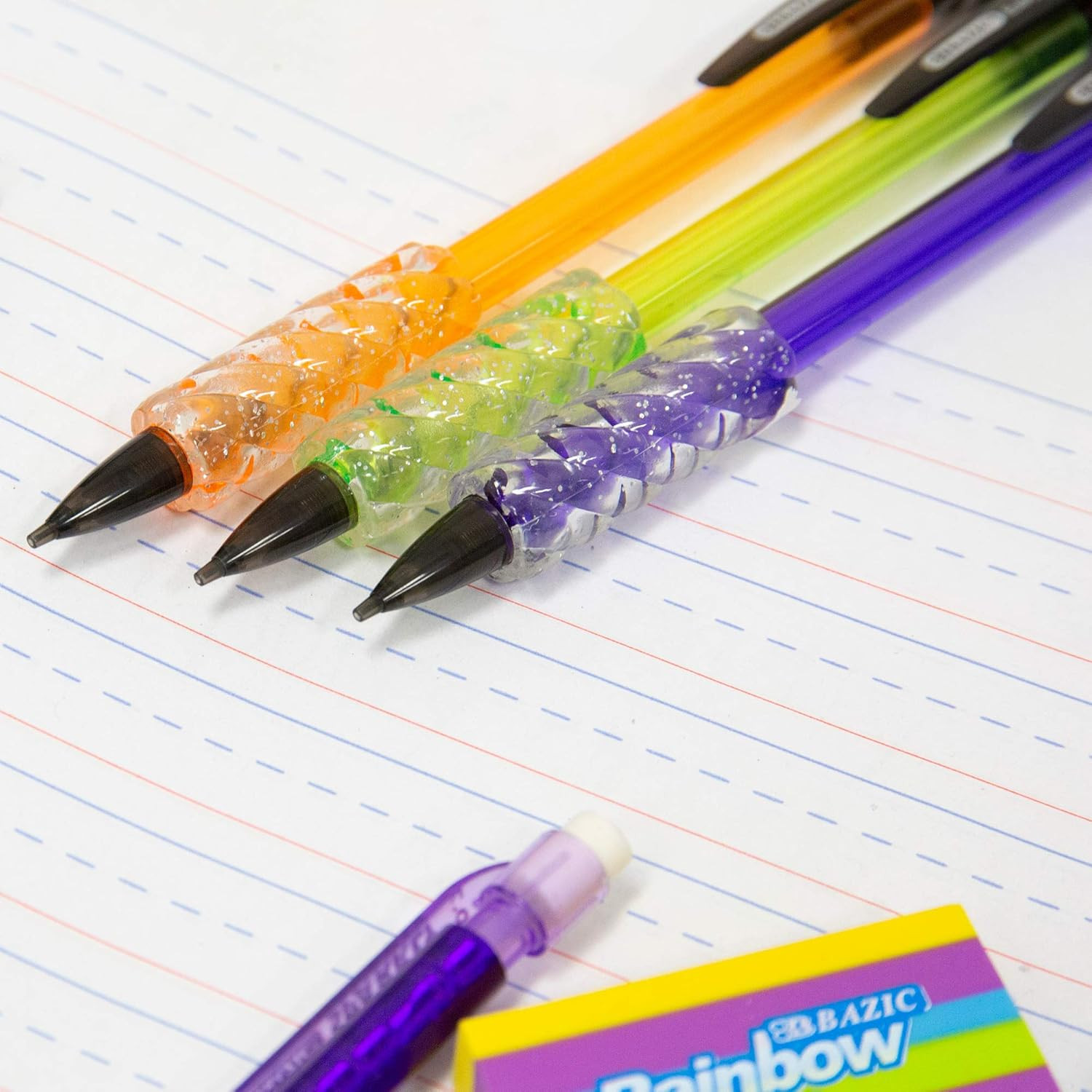 0.7mm Color Mechanical Pencils w/ Gel Grip, 3-Pack Fashion Office School Supplie