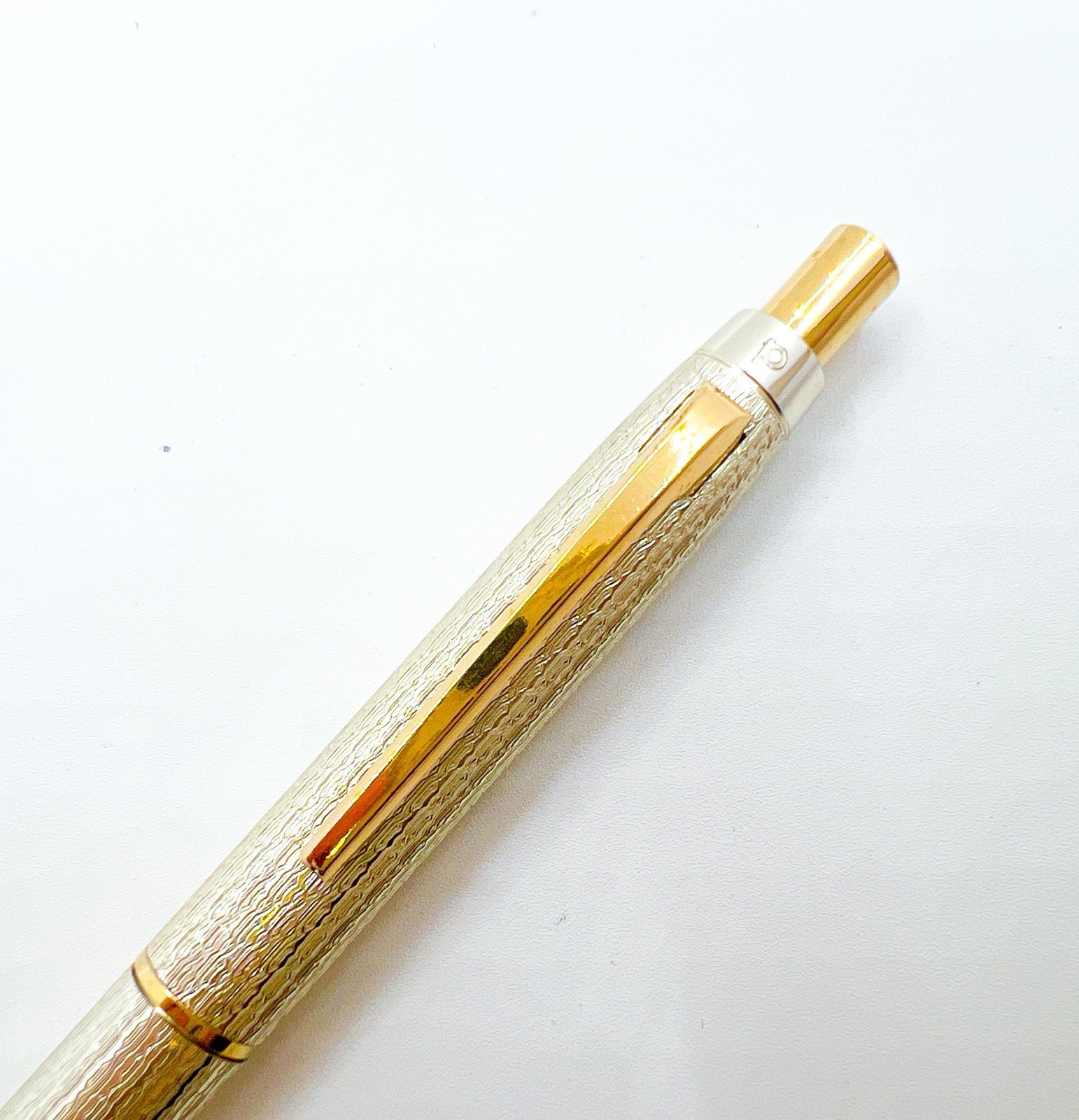 Platinum Mechanical Pencil 0.5 mm Silver Design Gold Trim Push Cap Functional