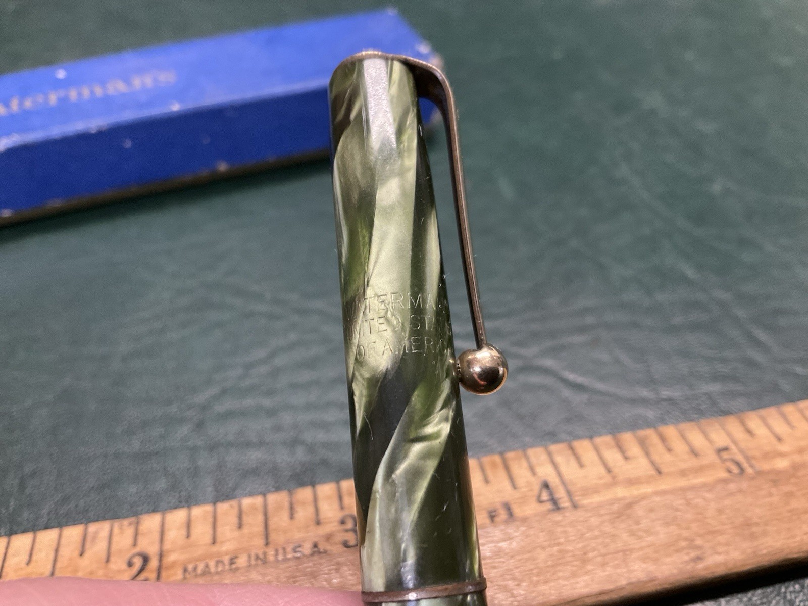 Vintage Waterman’s Mechanical Pencil Green Marble in Box