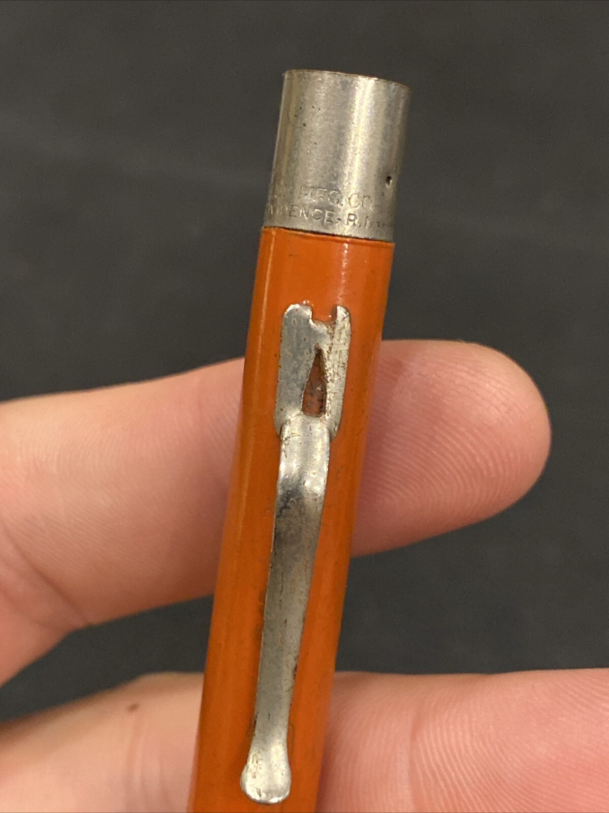 VTG Blue and Silver Welsh Mfg Co Working Mechanical Pencil Antique ORANGE AS IS*