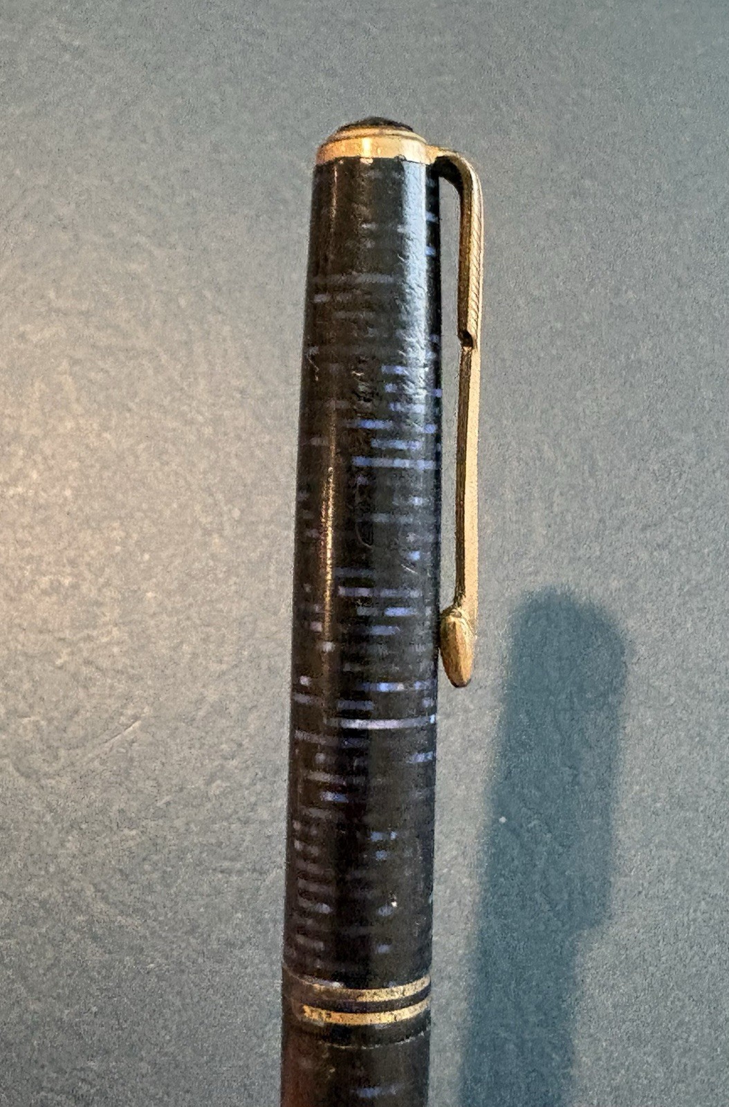 Antique Vtg Parker Candy Striped Twist Mechanical Pencil Black & Blue