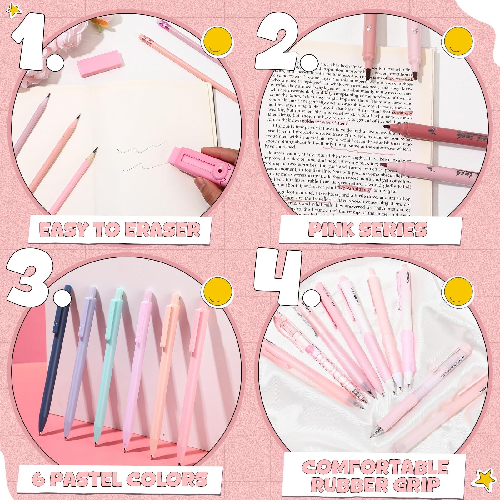 56 Pcs Aesthetic Supplies with Large Capacity Pencil Case Ballpoint Pens High…