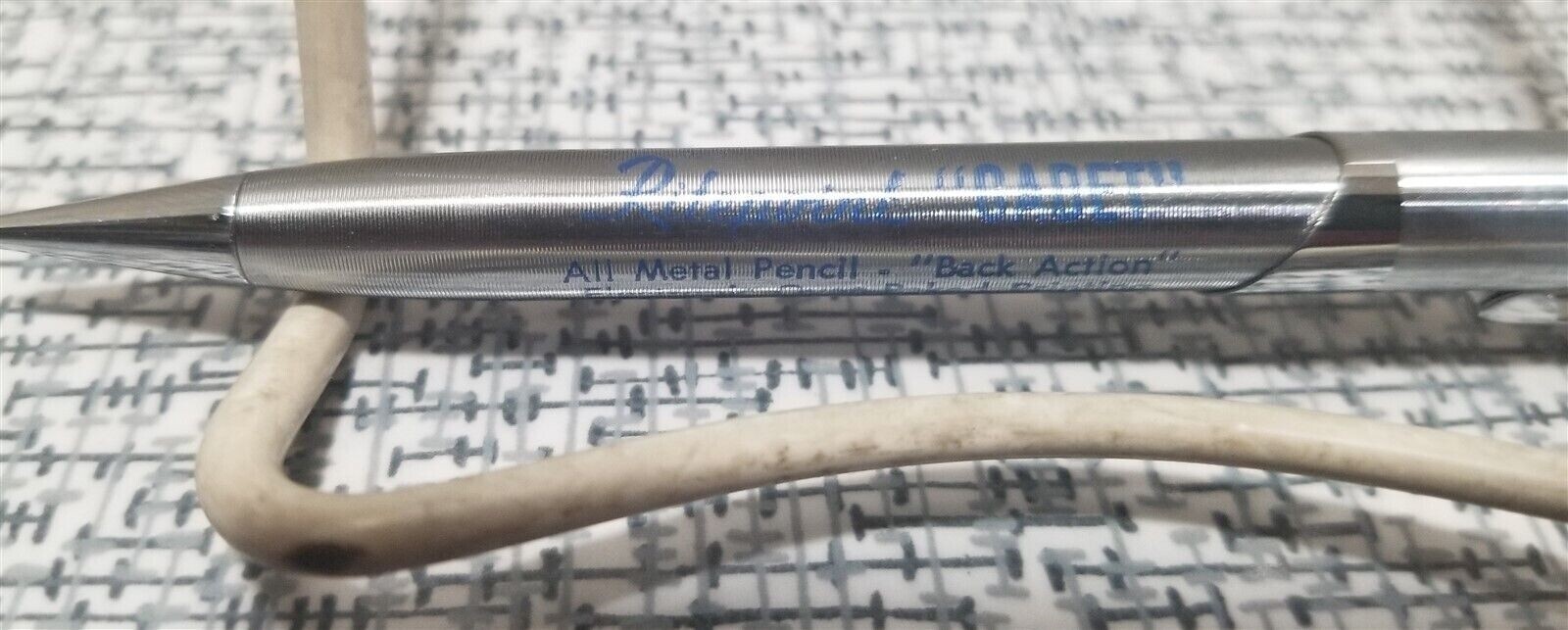 Vtg Ritepoint CADET Ribbed CHROME Metal Mechanical PENCIL Salesman Sample