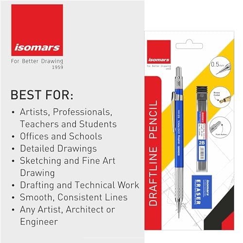 0.5mm Mechanical Drafting Pencil – Built-in Sharpener + 10 Leads