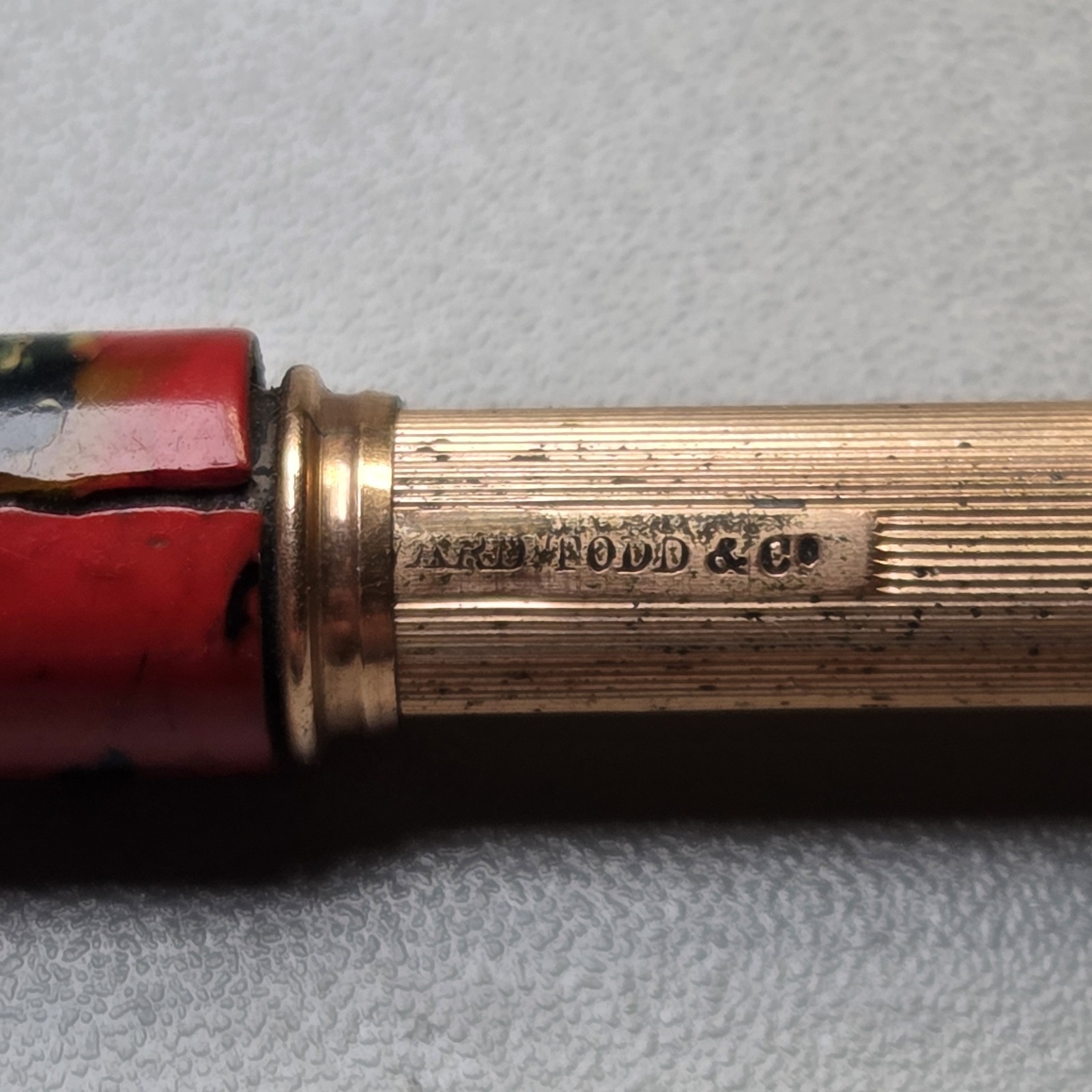 EDWARD TODD & Co. CELLULOID GOLD-FILLED RETRACTABLE MECHANICAL PENCIL CHATELAINE
