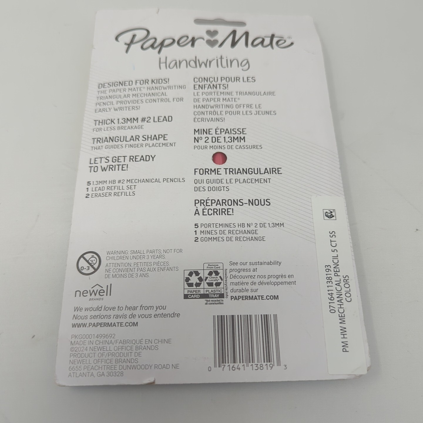 Paper Mate Handwriting Triangular Mechanical Pencil Set with Lead & Eraser 1.3mm