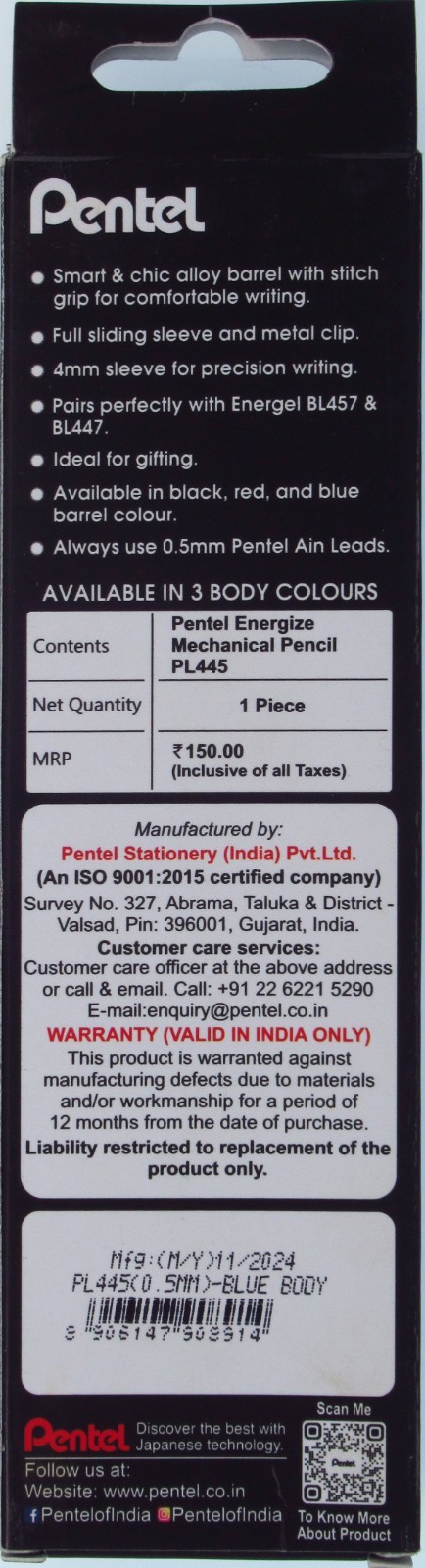 Pentel PL445 EnerGize Metal Lite (India) – in Original Retail Packaging
