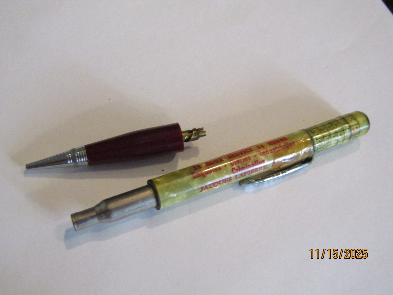 Ritepoint Mechanical Pencil Central Identification Investigation Bureau Montreal