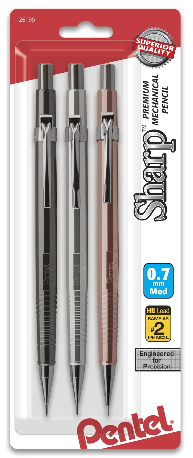 Pentel Sharp Mechanical Pencil 3 Pack 0.5mm 0.7mm 0.9mm Assorted Colors