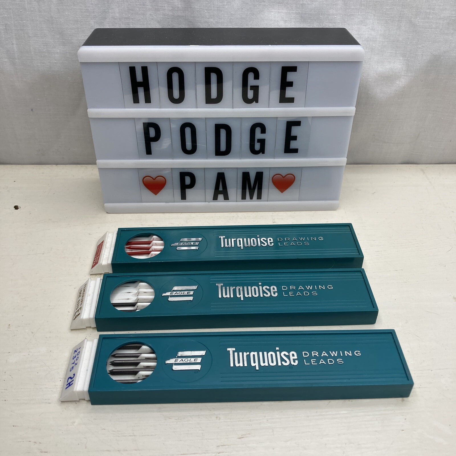 Turquoise Eagle Drawing Leads 3 Slide Containers Lot Partial 2H E4 Carmine Red