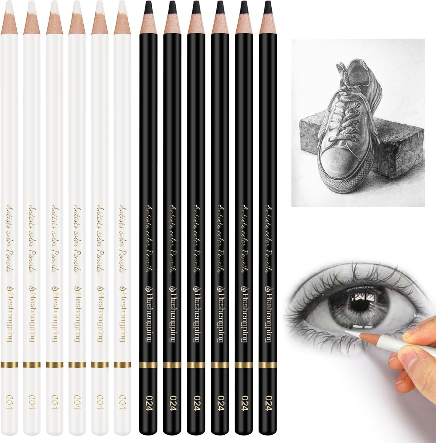 Heshengping 6 Black 6 White oil 1 Count (Pack of 1), Oil Pencil