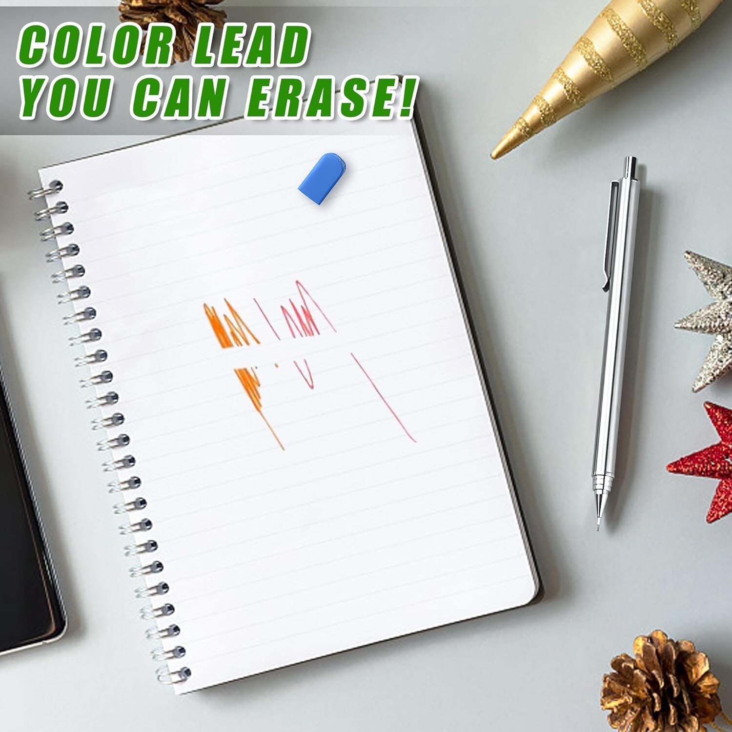 10-Color Erasable Mechanical Pencil Leads – 300 Pieces of Artistic Precision