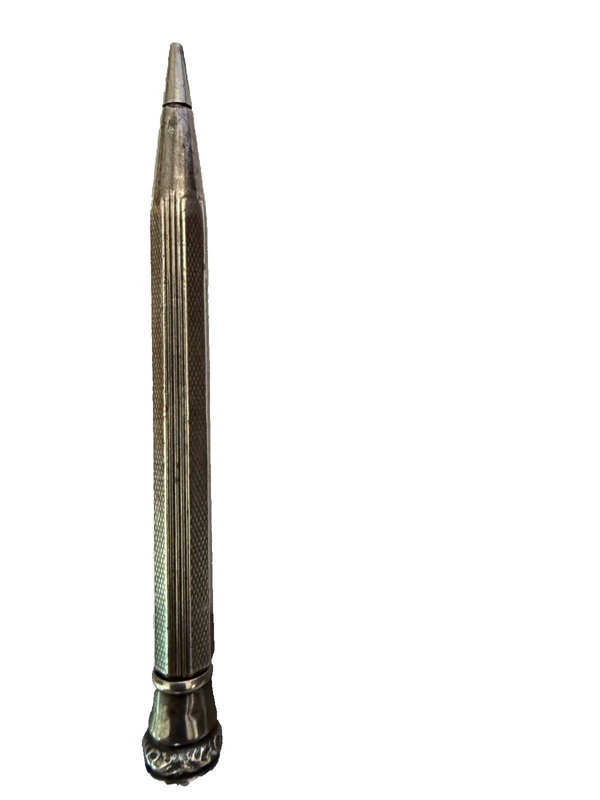 Antique Victorian Sterling Silver Engine Turned Propelling Mechanical Pencil 925