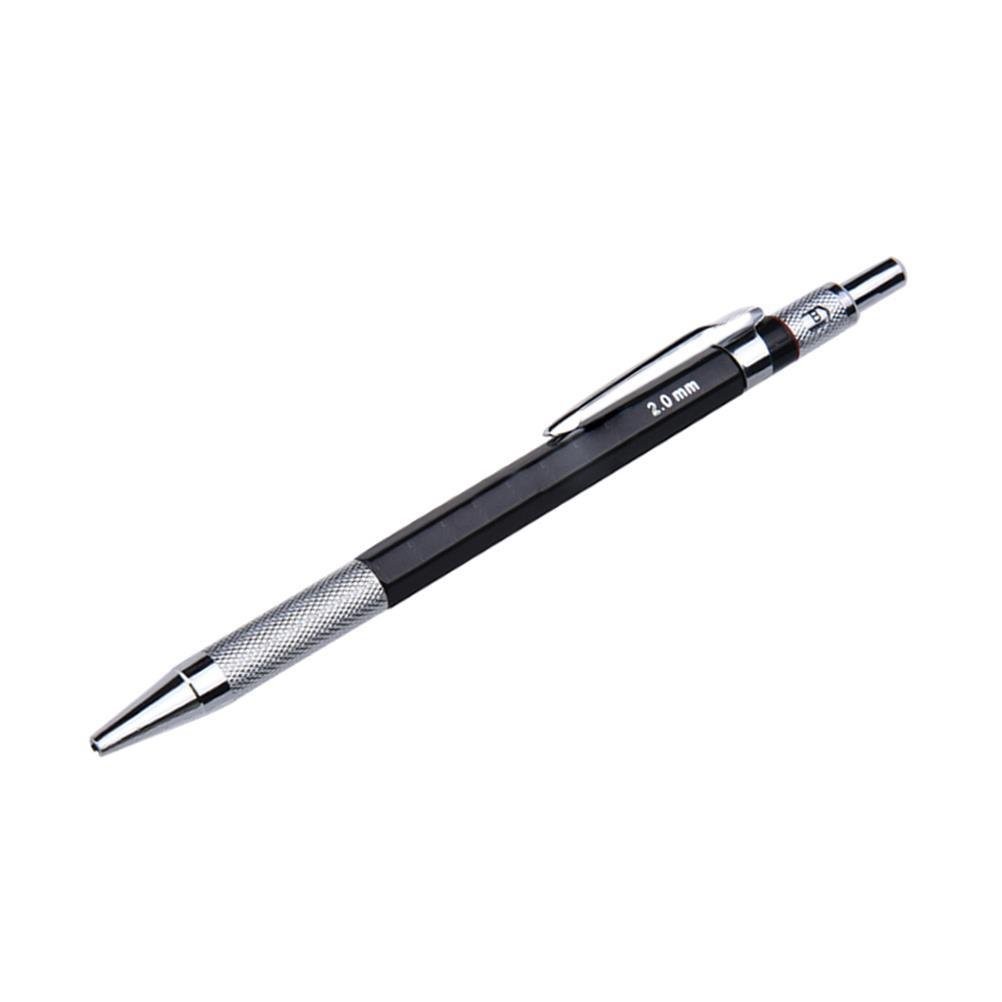 3 Pack 2.0Mm 2B Lead Holder Metal Mechanical Pencil Professional Automatic Draft
