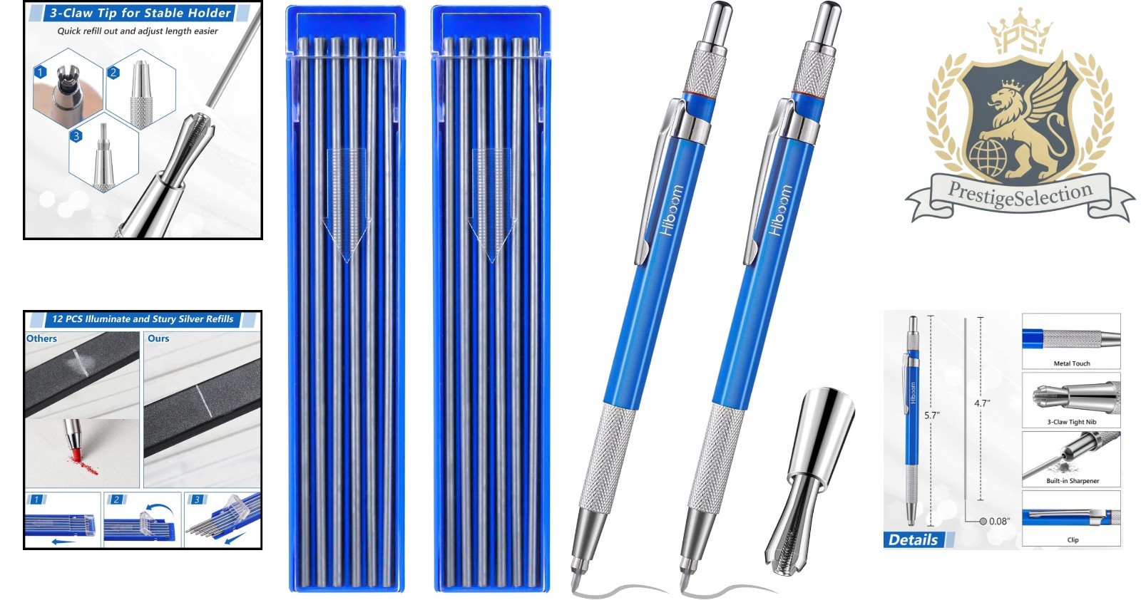 2 Pcs Refillable Welders Pencils with Built-in Sharpener for Precision Marking
